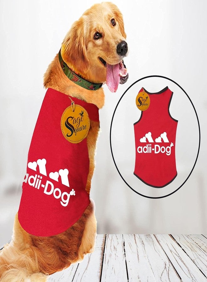 Sage Square Comfort Cotton Dog T-Shirt, Sleeveless Vest for Dog & Puppy Top Fashion Apparel, Stylish T-Shirt, Soft & Breathable (Red) (Large - 20inch) - Image 3